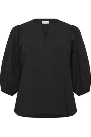 Kaffe Femme, Blouses et Chemises, Noir, Taille: 54 FR Blouse Noire Profonde avec Manches ¾