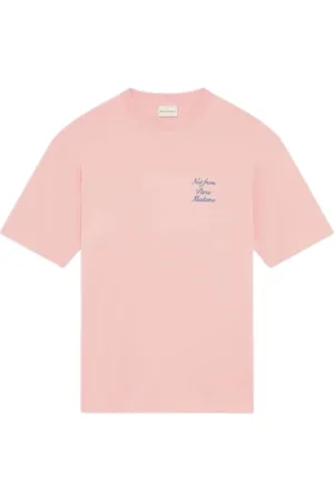Drôle de Monsieur Homme, Tops, Rose, Taille: XL T-shirt en coton avec slogan en cursive
