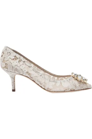 Dolce & Gabbana Femme, Chaussures, , Taille: 36 EU Escarpins en Dentelle de Taormina Blanc avec Cristaux