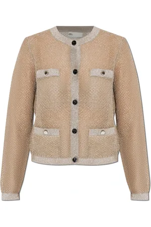 Tory Burch Femme, Pulls, Jaune, Taille: 40 FR Gilet à boutons