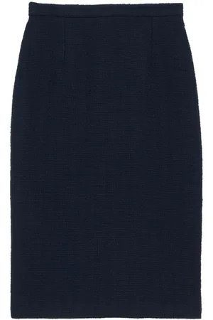 Inès de la Fressange Femme, Jupes, Bleu, Taille: 38 FR Élégante Jupe Crayon en Tweed