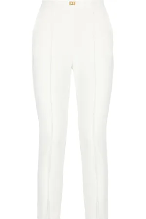 Elisabetta Franchi Femme, Pantalons, , Taille: 36 FR Pantalon Crêpe Ivoire avec Poches Avant