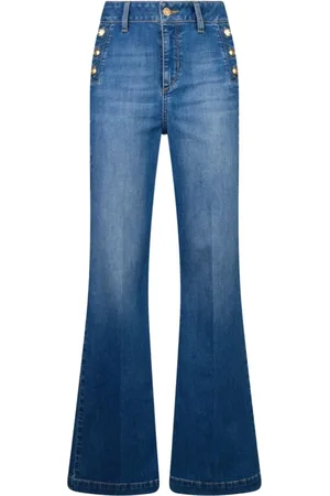Liu Jo Femme, Jeans, Bleu, Taille: 58 FR Jean Taille Haute Flare Étoiles Bleues