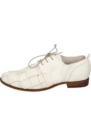 Moma Femme, Chaussures, Blanc, Taille: 37 EU Élégantes ballerines lacées en cuir vintage