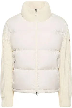 Moncler Femme, Vestes, Blanc, Taille: 42 FR Veste matelassée en nylon avec empiècement en laine