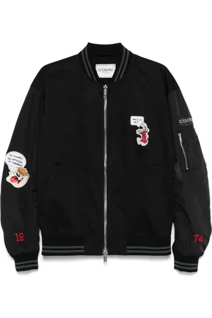 Iceberg Homme, Vestes, Noir, Taille: M Manteau Noir à Fermeture Éclair et Col Baseball