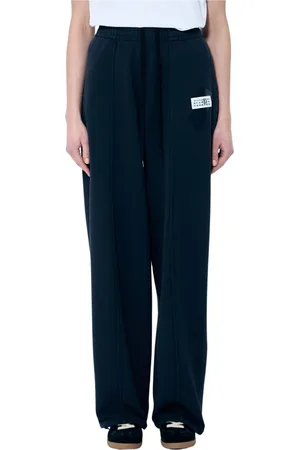 Maison Margiela Femme, Pantalons, Noir, Taille: 36 FR Pantalon de survêtement en coton avec écusson logo