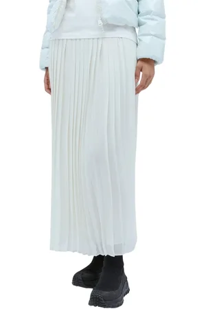 Moncler Femme, Jupes, Blanc, Taille: 36 FR Jupe plissée à taille contrastée