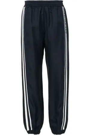 Moncler Femme, Pantalons, Bleu, Taille: 36 FR Pantalon Bleu avec Ceinture Élastique