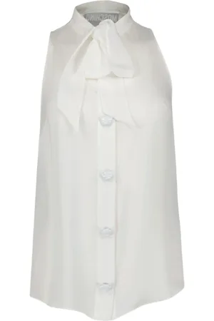 Moschino Femme, Tops, Blanc, Taille: 36 FR Chemisier sans manches en soie avec col Lavallière