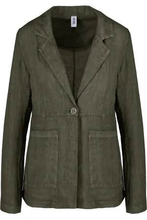 Bomboogie Femme, Vestes, Vert, Taille: 38 FR Blazer en Lin Femme Élégant Stylé