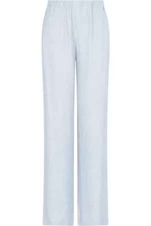 Emporio Armani Femme, Pantalons, Bleu, Taille: 38 FR Pantalon à taille élastique avec poches latérales