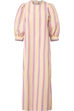 Samsøe Samsøe Femme, Robes, Multicolore, Taille: 38 FR Robe Midi Rayée en Coton