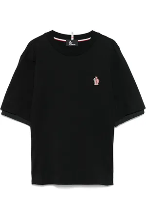 Moncler Femme, Tops, Noir, Taille: 40 FR T-shirt ras du cou avec écusson logo