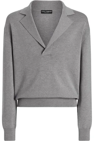 Dolce & Gabbana Homme, Pulls, Gris, Taille: L Pull Gris en Laine avec Logo