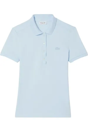 Lacoste Femme, Tops, Bleu, Taille: 42 FR Polo Bleu Clair avec Boutons en Nacre