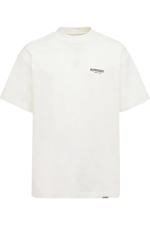 Represent Homme, Tops, Blanc, Taille: 2XL T-shirt en coton avec logo frontal