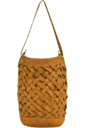 MALABABA Femme, Sacs, Jaune, Taille: ONE Size Sac Moyen en Cuir Tressé à la Main
