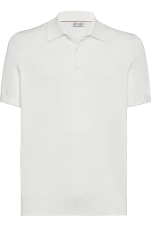 Brunello Cucinelli Homme, Tops, Blanc, Taille: M Polo Blanc Style Classique