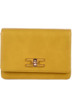 Elisabetta Franchi Femme, Accessoires, Jaune, Taille: ONE Size Sac bandoulière avec logo frontal
