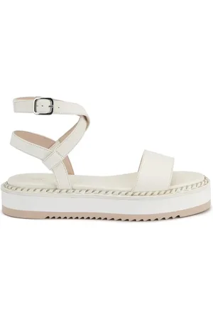 AGL ATTILIO GIUSTI LEOMBRUNI Femme, Chaussures, Blanc, Taille: 40 EU Sandales Plates Blanches pour l