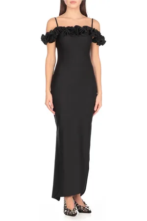 COPERNI Femme, Robes, Noir, Taille: 40 FR Robe Noire à Volants avec Fentes Latérales