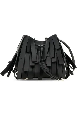 Hogan Femme, Sacs, Noir, Taille: ONE Size Sac Seau Mini Noir avec Franges