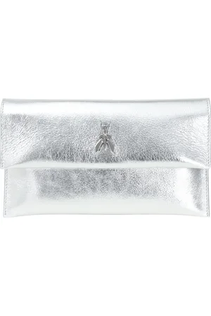 Patrizia Pepe Femme, Sacs, Gris, Taille: ONE Size Pochette de Luxe Géométrique Argent