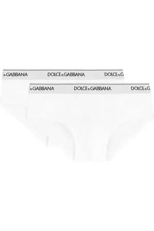 Dolce & Gabbana Homme, Sous-vêtements, Blanc, Taille: XL Ensemble de deux slips en coton avec bande élastique logo