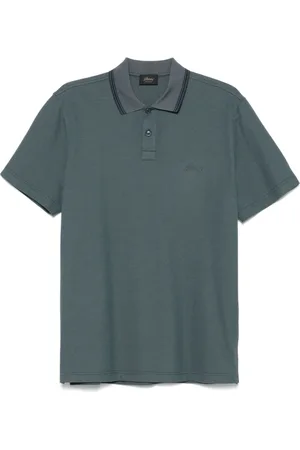 BRIONI Homme, Tops, Gris, Taille: 3XL Polo uni avec détail rayé