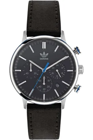 adidas Homme, Accessoires, Noir, Taille: ONE Size Montre à Quartz en Cuir Noir