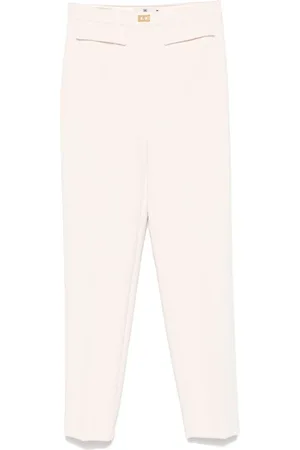 Elisabetta Franchi Femme, Pantalons, Blanc, Taille: 40 FR Pantalon Blanc avec Fermeture Éclair Latérale