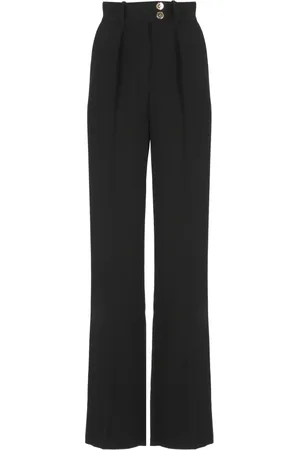 Elisabetta Franchi Femme, Pantalons, Noir, Taille: 42 FR Pantalon Noir en Crêpe avec Poches