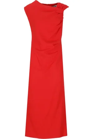 Msgm Femme, Robes, Rouge, Taille: 38 FR Robe Rouge sans Manches en Viscose avec Drapé