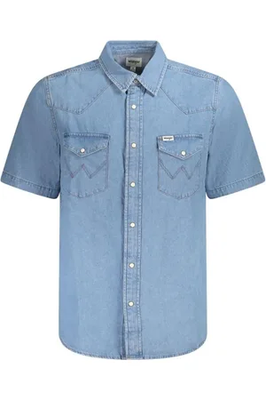Wrangler Homme, Chemises, Bleu, Taille: L Chemise Western en Denim Manches Courtes