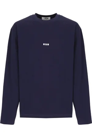 Msgm Homme, Tops, Bleu, Taille: XL T-shirt en Coton Bleu avec Logo