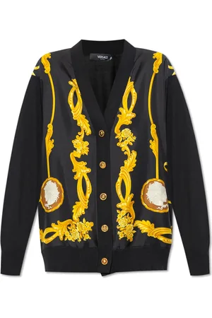 VERSACE Femme, Pulls, Noir, Taille: 38 FR Gilet en matériaux mixtes