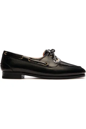 Bally Femme, Chaussures, Noir, Taille: 36 EU Chaussures Plates en Cuir Noir à Lacets