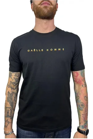 GAËLLE Homme, Tops, Noir, Taille: S T-shirt en Coton Blanc