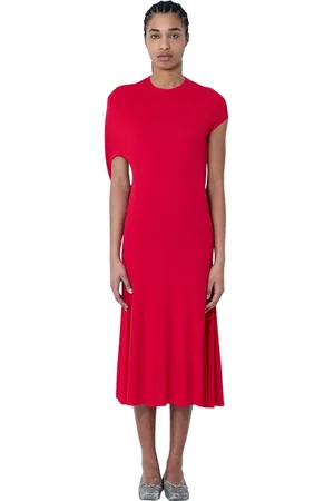 Jacquemus Femme, Robes, Rouge, Taille: 42 FR Robe Midi Élégante avec Construction Drapée