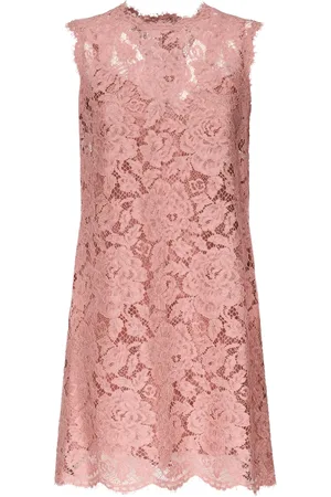 Dolce & Gabbana Femme, Robes, Rose, Taille: 38 FR Robe Rose en Dentelle Florale A-Ligne