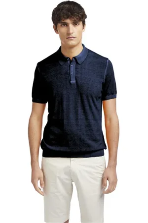 At.p.Co Homme, Tops, Bleu, Taille: S Polo en Coton Bleu avec Trois Boutons