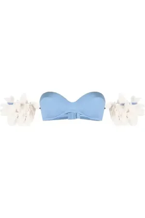 LA REVECHE Femme, Maillots de bain, Bleu, Taille: 42 FR Haut de Bikini Bleu Floral