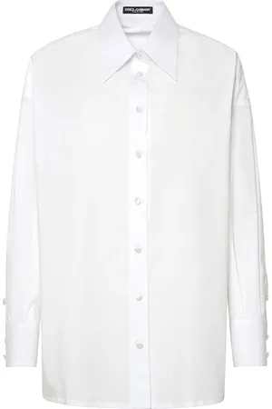Dolce & Gabbana Femme, Blouses et Chemises, Blanc, Taille: 38 FR Chemise Casual avec Design F5R57Tfueajw0800