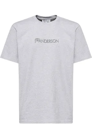 J.W.Anderson Homme, Tops, Gris, Taille: S T-shirt Gris avec Logo Brodé