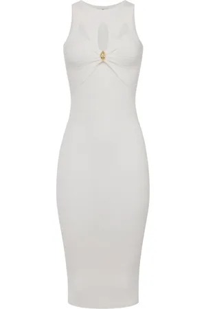 Elisabetta Franchi Femme, Robes, Blanc, Taille: 38 FR Collection de Mode Chic
