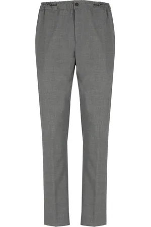 PT Torino Homme, Pantalons, Gris, Taille: L Pantalon en Laine Gris à Taille Élastique