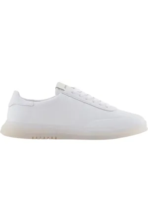 Emporio Armani Homme, Chaussures, Blanc, Taille: 39 EU Chaussures Plates en Cuir à Lacets