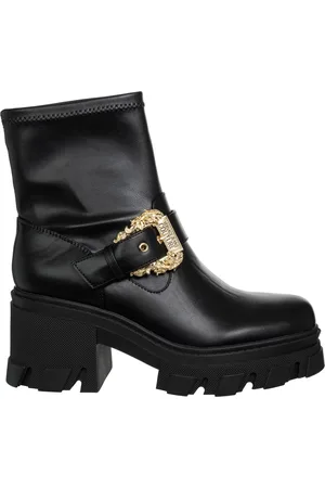 VERSACE Femme, Chaussures, Noir, Taille: 38 EU Sophie Bottines Talon Moyen Uni