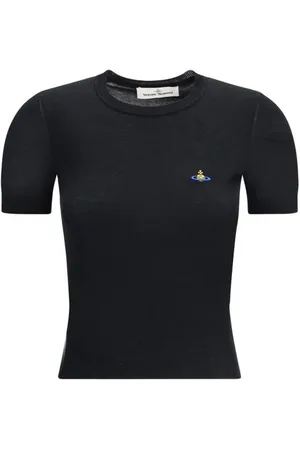 Vivienne Westwood Femme, Tops, Noir, Taille: 38 FR T-shirt Tricoté avec Logo Iconique
